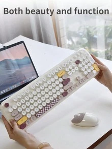 MOFII Zero 2.4G Wireless Keyboard & Mouse Set With Retro Round Keycaps, Silent Ergonomic 104 Full-Size Keys And Colorful Look. Perfect For Ladies For Office Work And Gaming, Compatible With Windows Laptops And Desktops. Batteries Not Included. - Multicolor - View 8