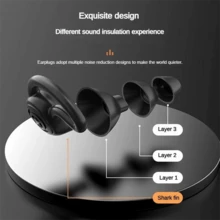 1 par de tapones para los oídos a prueba de ruido, tapones para los oídos insonorizados para dormir, trabajar, nadar - Tinta negra - Ver 2