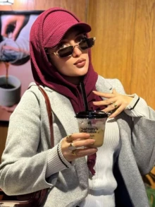 1 Set New Cycling Neck Gaiter Sun Protection Combo, Ribbed Beanie Hat, UV Protection Neck Warmer Headband Set - Multicolor - View 2