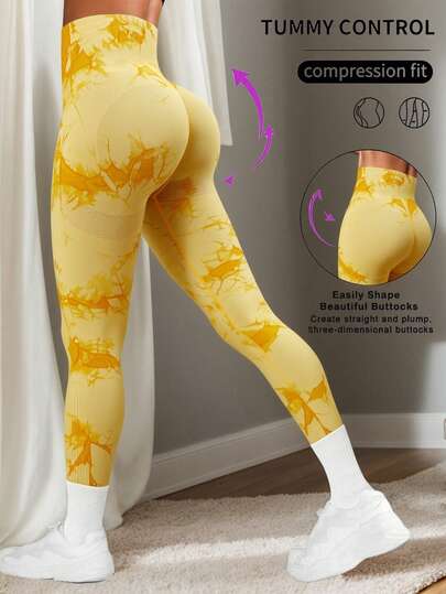 Mujer Leggings de Yoga con Estampado Tie-Dye, Pantalones Deportivos, Diseño de Cintura Alta y Ajustado, Estilo Moderno y Vibrante, Ideal para Yoga, Ejercicio y Estilo de Vida Activo