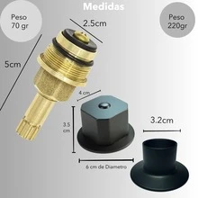 Kit manerales hexa para regadera con cartuchos de latón 12 dientes doble comando acero inoxidable negro mate instalación fácil diseño moderno - Negro - Ver 4