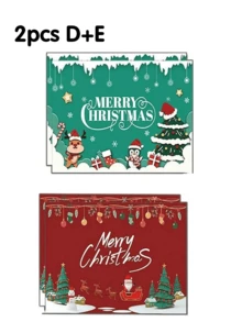 2pcs Christmas Card Set, Holiday Cards, Including Envelopes, 6 Different Designs, Christmas Party Gift Set, For Family And Friends, Christmas Decorations. - Multicolor - View 7