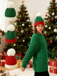 1pc High-Quality Hat, Comfortable Thick Plush Christmas Hat For Holiday Party, Unisex Santa Hat, Merry Christmas - Multicolor - View 6