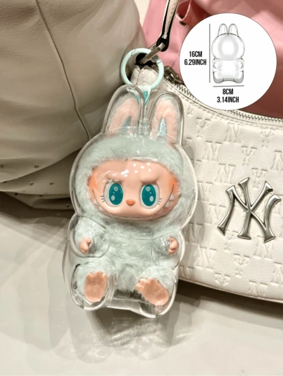 LABUBU Transparent Skal, Sittande Pose Party Edition, Söt tecknad figurdesign, Skyddande Transparent Skal, Kompakt Storlek för Enkel Bärning, Perfekt för Nyckelringar eller Dekor, Perfekt Gåva för Modeälskare och Samlare, Utmärkt för Daglig Användning och Utomhusaktiviteter