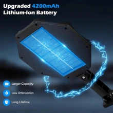Luces solares para exteriores, luces de estacionamiento impermeables, con sensores de movimiento, adecuadas para patios, jardines, alumbrado público, iluminación de calles residenciales, con control remoto, aptas para estacionamiento al aire libre. - Negro - Ver 4