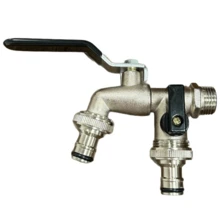 1pc Zinc Alloy Faucet Splitter, 1 Inlet 2 Outlet Garden Hose Faucet, 1/2" Dual Shut-Off Washing Machine Faucet - Multicolor - View 5