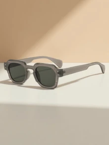 2/1 件方形框架时尚眼镜，男女通用时尚矩形时尚眼镜，具有 UV400 防护，黑色框架 - 彩色 - 查看 9