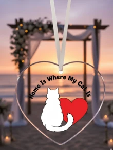 1个8厘米浪漫猫咪亚克力吊坠，UV印刷，独特的猫咪爱好者节日吊坠，后视镜吊坠，家具装饰，节日礼物，各种纪念礼物，情人节礼物，经久耐用的装饰品 - 彩色 - 查看 1