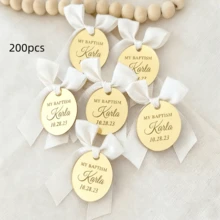 Personalized Gold Acrylic Mirror Tag, Wedding Name Tag, Thank You Label, Save The Date Tag, Valentines Day Tag, Reception Token, Luxury Tag, Cake Charm,Ramadan Decor Tag,Valentine's Day Gift Tag - Gold Round White Ribbed Ribbon - View 7