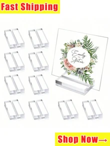 1/3/5/9/10pcs Acrylic Signing Table Seat Card Arrangement Touming Card Slot Base Postcard Wedding Card Holder Table Number Plate Holder, Clear Acrylic Card Slot Base Postcard Card Holder Wedding Card Table Number Plate Table Card Display Holder.Secret Santa Gifts For Women.Valentine's Day Gift.Christmas Gift - Multicolor - View 1