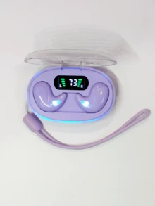 1个LED蓝牙耳机，旅行必备电池，适合健身、锻炼和睡眠音乐，轻巧隐形，万圣节和圣诞节礼物，兼容、安卓和PC，附带挂绳 - 均碼 - 查看 3