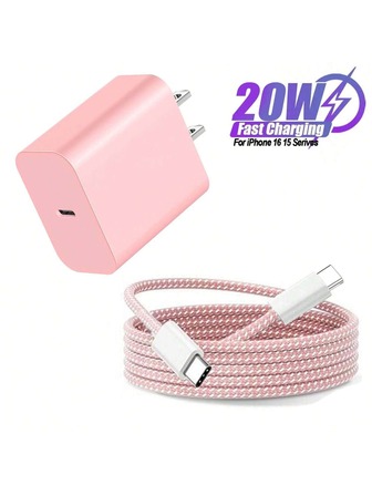 这款支持快速充电的 USB-C 墙充是一款 20W USB-C 电源适配器，兼容 17/16/15。它还配备 3 英尺/6 英尺/10 英尺的 60W 尼龙编织 Type-C 数据线，兼容三星 Galaxy S25/S24/S23/S22/S21/S20/Ultra。这款 Type-C 墙充套装适合旅行、办公、宿舍和家庭使用。