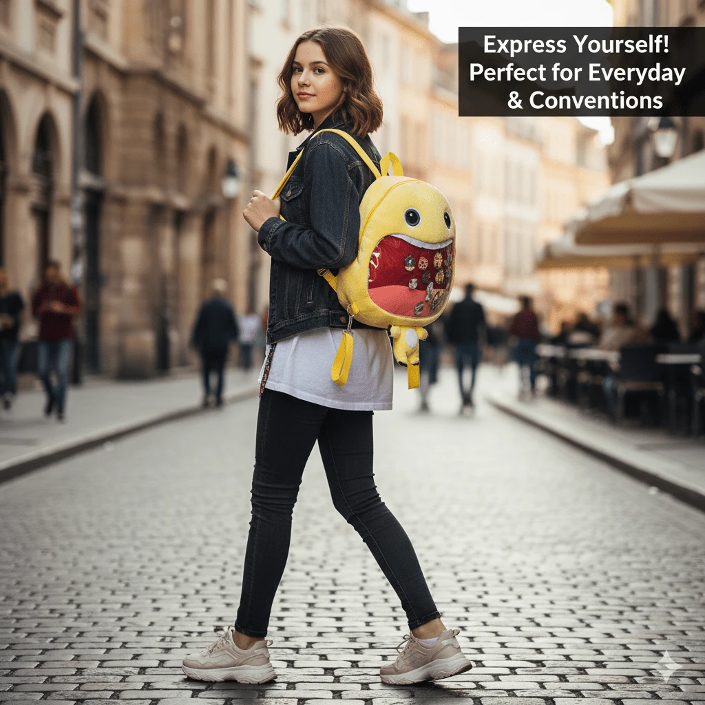 nailong Nylon Cartoon Cute Youth Multi-Function Large Capacity Backpack, Yellow Transparent Backpack, Big Head Small Body Creative Design Backpack, Birthday And Christmas Gift - Multicolor - View 1