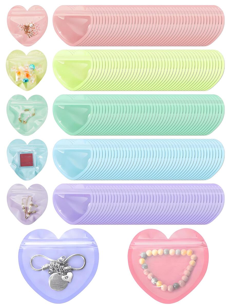 30 piezas - Bolsas pequeñas de joyería para el Día de San Valentín, bolsas de embalaje con forma de corazón, bolsas de regalo lindas, bolsas selladas transparentes y reutilizables, adecuadas para el embalaje de joyas, bodas, cumpleaños, Halloween, Día de San Valentín, Navidad, fiestas, embalaje de regalos, bolsas de regalo para el Día de la Madre (colores aleatorios)