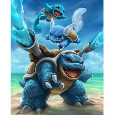 pokemon Pictură pe numere cu ramă Pokémon Squirtle Pictură 40x50cm