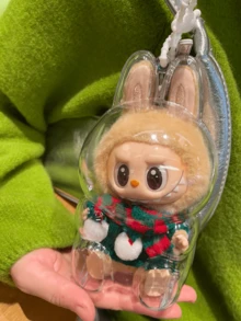 LABUBU Transparent Shell, Sitting Pose Party Edition, Cute Cartoon Character Design, Protective Transparent Shell, Compact Size For Easy Carrying, Ideal For Key Chains Or Decor, Perfect Gift For Fashion Lovers And Collectors, Great For Daily Use And Outdoor Activities - Sitting Party Protective Case - View 3