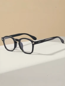 1副复古圆形镜框电脑眼镜，时尚商务休闲眼镜，撞色装饰 - 彩色 - 查看 2