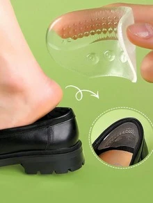 QKC 2pcs Women's Comfortable Soft Silicone Anti-Friction Heel Cushion Insoles For High Heels