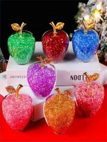 1pc Elegant Crystal Apple, Creative Gift, Ideal Collectible Souvenir, Suitable For Living Room, Bedroom, Office, Party, Wedding, Thanksgiving Decoration And Gift For Friends, Housewarming, Valentine's Day, Party - Multicolor - View 7