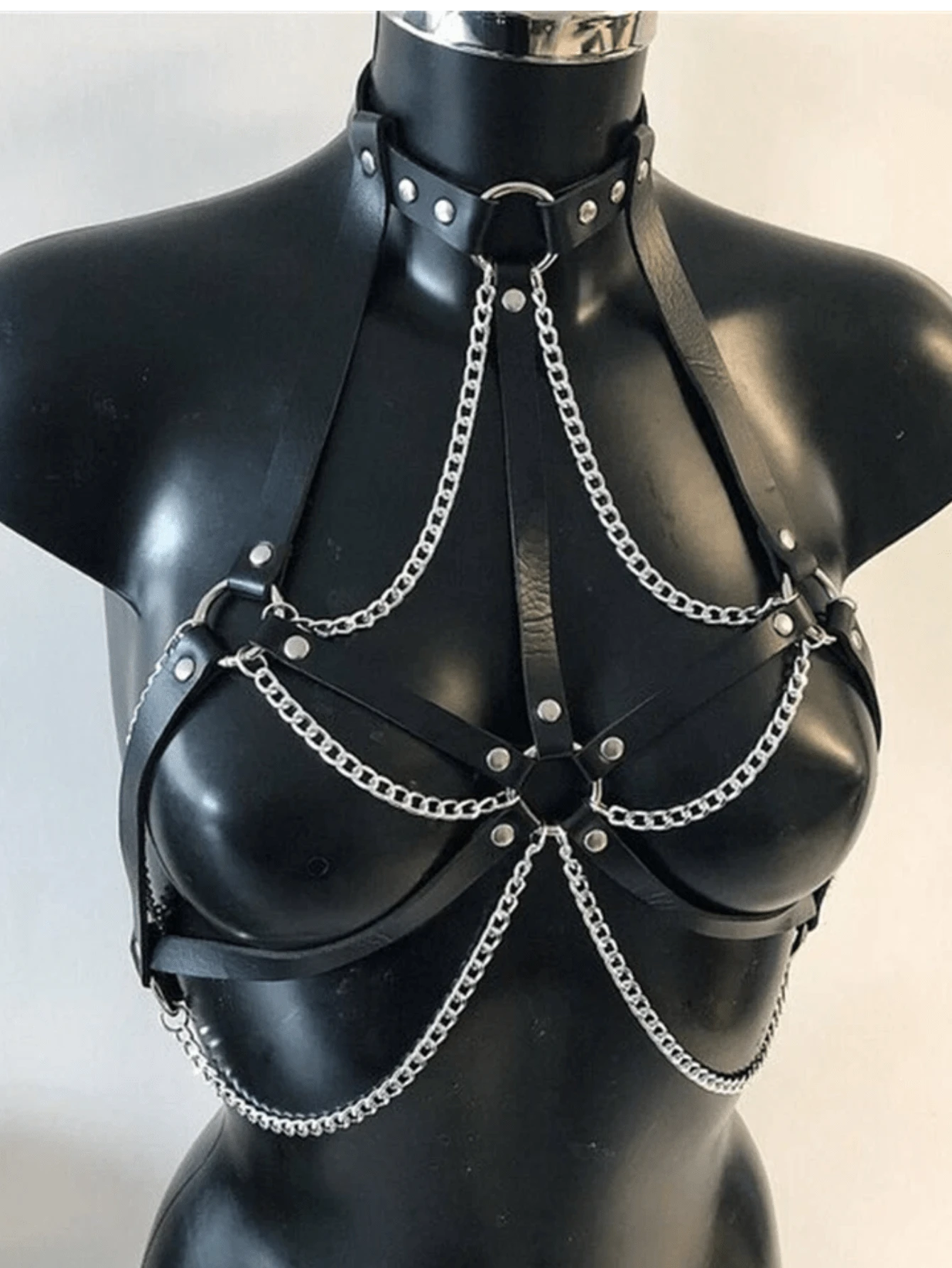 Chest Leather Harness With Chains Punk Leather Body Chain For Women Party Outfit Harness Belt