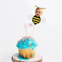 个性化纸杯蛋糕装饰 - 定制人脸照片 - 定制派对装饰，可打印，定制装饰，个性化，人脸纸杯蛋糕装饰，生日贴纸，定制卡通，生日装饰，一周岁生日，蜜蜂主题生日，蜜蜂一周岁生日，装饰品，厨房用品 - 蜜蜂蛋糕插牌 - 查看 5