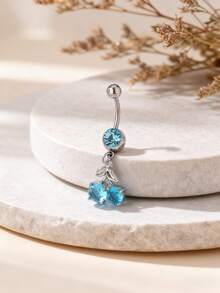 1 件可爱樱桃方晶锆石肚脐环，女士身体首饰 - 櫻桃 - 查看 5