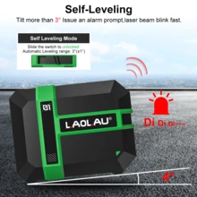 L.A.OL.A.U 绿色激光水平仪 - 双线户外水平水平仪，带可调节支架，电池供电，可精确测量水平和垂直线，经久耐用，适用于室内和室外。 - 彩色 - 查看 10