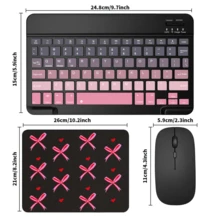 4-In-1 Keyboard Protective Case, Compatible With Samsung Galaxy Tab & IPad, Redm IPad SE, Includes Detachable Wireless Bluetooth Keyboard (150mAh) And Mouse, Tablet Protective Cover With Pen Slot (Black & Pink Gradient) - Black and Pink Gradient - View 8