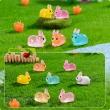 30pcs Glow-In-The-Dark Small Animal Figurines, Glow-In-The-Dark Rabbit, 3D DIY Decor Accessories For Micro Landscape Desktop Mini Ornaments, Small Rabbits - Multicolor - View 10