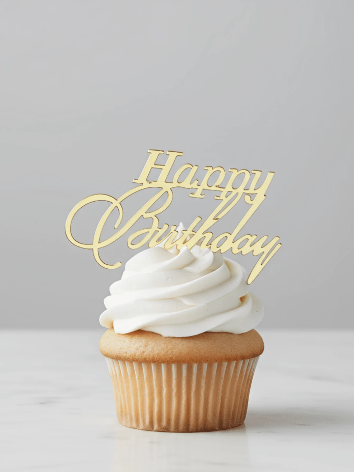 3个/6个/9个生日快乐纸杯蛋糕装饰插牌，生日快乐蛋糕装饰，金色纸杯蛋糕装饰，蛋糕装饰，派对庆典甜点装饰配件，金色亚克力蛋糕用品
