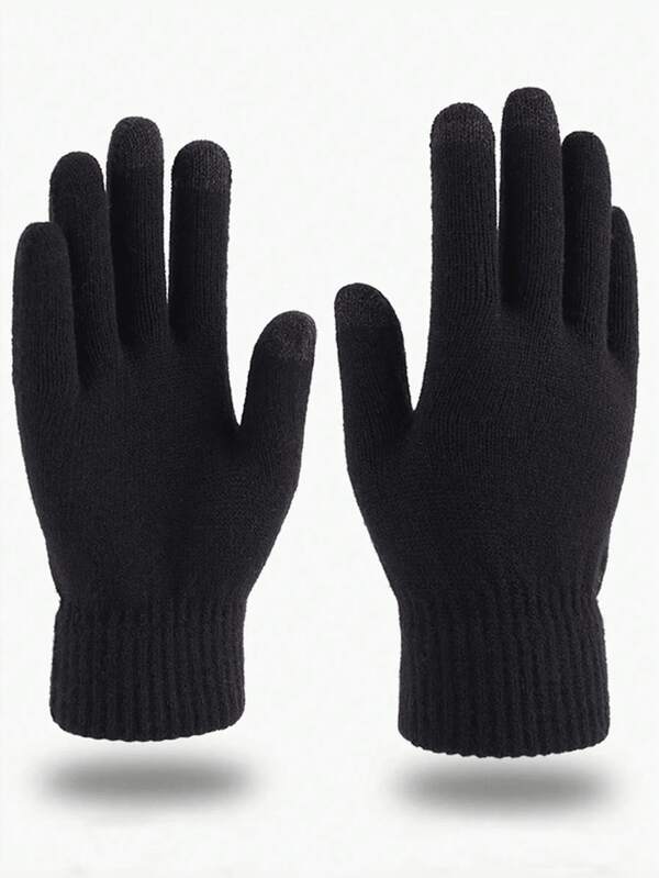 Conjunto de guantes, gorro y bufanda de punto para el invierno, guantes de calentamiento para exteriores