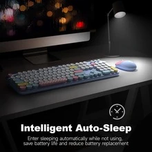 MOFII Zero 2.4G Wireless Keyboard & Mouse Set With Retro Round Keycaps, Silent Ergonomic 104 Full-Size Keys And Colorful Look. Perfect For Ladies For Office Work And Gaming, Compatible With Windows Laptops And Desktops. Batteries Not Included. - Multicolor - View 5