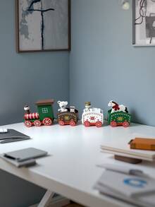 1 Piece Of Whimsical Wooden Train Decoration - Cute Showcase, Dining Table Center Decoration, Home Decoration, Handmade Wooden Gifts For Friends And Family, DIY Crafts For Home, No Electricity Decoration, Note: Pure Handmade Product, Some Details And Pictures Are Slightly Different - Multicolor - View 4