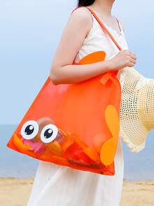 1 PC Beach Vacation Style Woven Beach Bag, Large Capacity Beach Bag, Fish-Shaped Woven Shoulder Bag, Must-Have Shoulder Bag For Mom's Beach Outings - Multicolor - View 8
