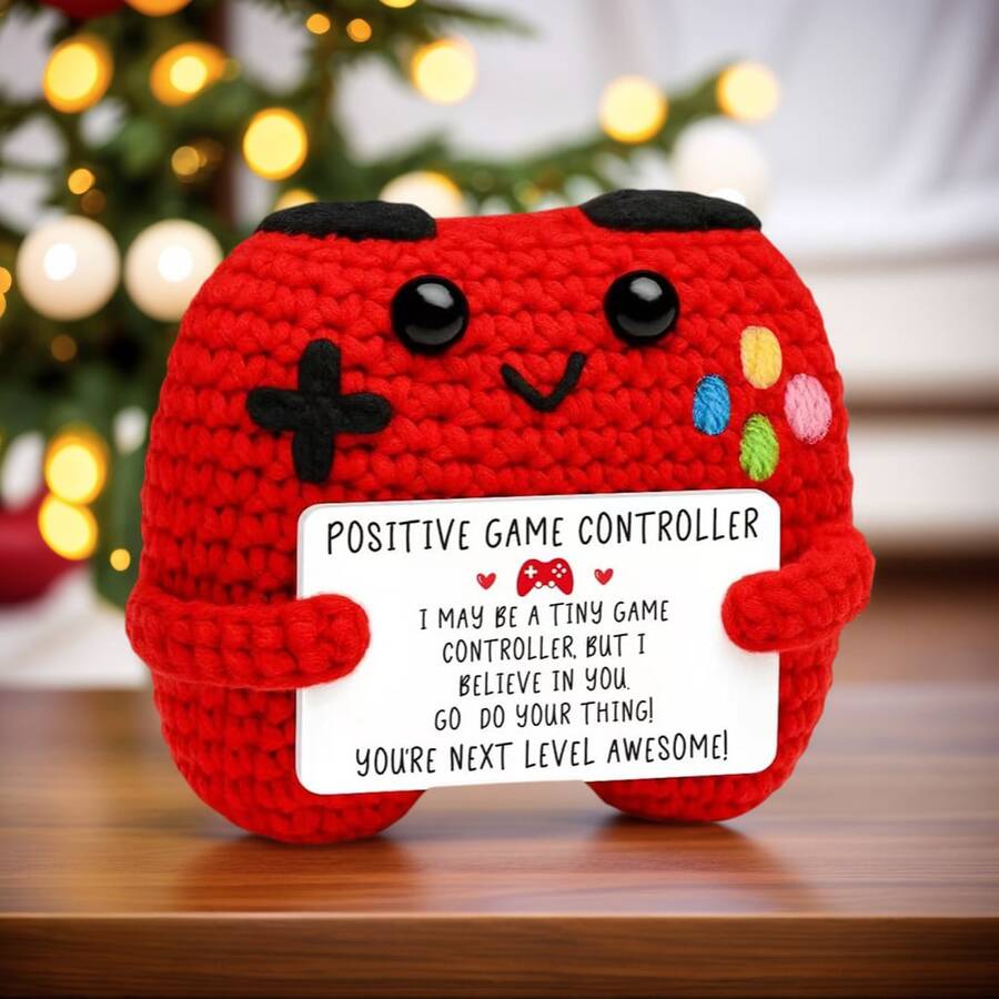 1pc Handmade Crocheted Desktop Decor, Funny Game Controller Shaped, Great Birthday Gift For Best Friends, Sisters, Moms, Grandmas, Coworkers, Family, Positive Vibes, Party, Halloween, Christmas, Stuffing For Socks, Room/Bedroom Decor, Children Plush Doll, Small Gift