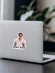 Hình dán phim Borat "Rất tuyệt!", chất lượng cao. Sản xuất tại Mỹ. Hoàn hảo cho máy tính xách tay, bình nước, ô tô, thuyền và hầu hết các vật dụng khác. - Nhiều màu - Xem 9
