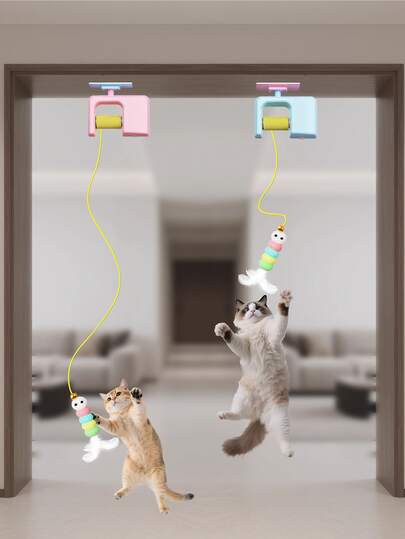 Muñeca de peluche interactiva en forma de pelota - Muñeca de entrenamiento de gato con chillido - Muñeca de peluche divertida para mascotas para jugar y hacer ejercicio, juguetes para gatos, autoentreteniniento y relajación, consumo de energía, adecuado para gatitos, tentador automático para gatos, suministros eléctricos inteligentes para gatos