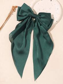 1 chiếc kẹp tóc nơ lớn màu xanh đậm bằng satin, phụ kiện tóc cỡ lớn, quà tặng, phụ kiện đội đầu, phụ kiện tóc dành cho nữ, ghim cài tóc - Màu xanh lá cây đậm - Xem 4