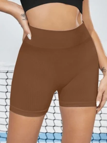 Women Sports Shorts - Black+White+Brown - View 5