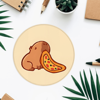 Capybara Pattern Round Mouse Pad Cute Art Desk Mat For Office Desk Small Mini Travel Mouse Pad For Notebook Laptop, Suitable For Girls And Boys, Office, Home, Study, And Gaming As Gift For Men Women Gamers