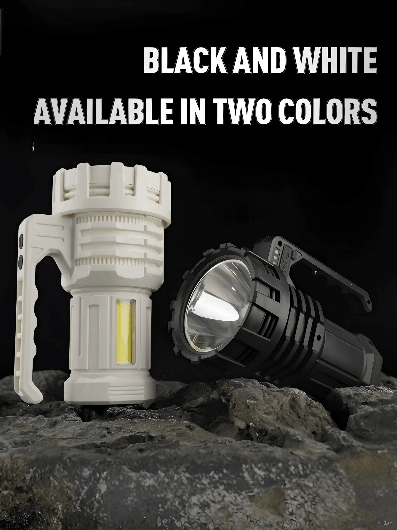 LED White Laser Long Range Handheld Flashlight, Outdoor High Brightness Rechargeable Long Lasting Searchlight Miner's Lamp - Multicolor - View 1