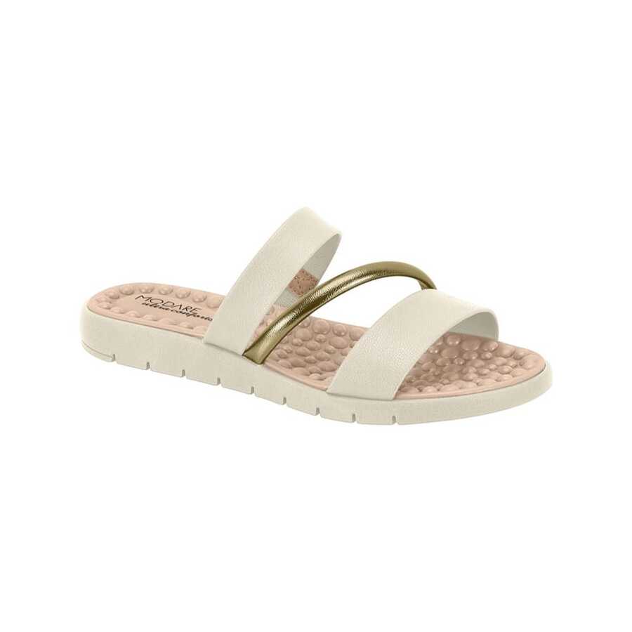 Modare Ultra Comfort Orthopedic Flat Sandal With Metallic Straps - White - View 1