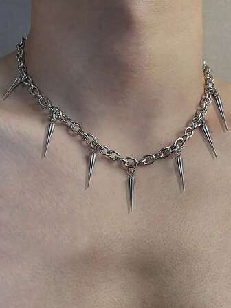 1pc Men's Fashion Stainless Steel Stud Decorative Pendant Necklace, Daily Wear