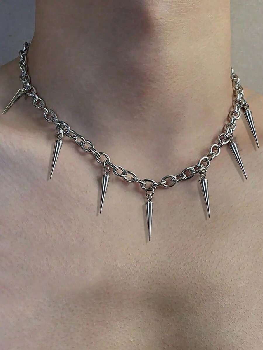 1入組男士時尚不鏽鋼螺釘裝飾吊墜項鍊，日常佩戴