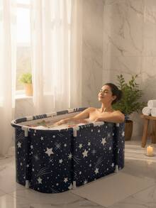 Foldable Bathtub Without Installation, Adult Bath Tub For Soaking/Sweating/Sauna, Multifunctional Bathing Bucket Bathroom Decor Fall Decor Bathroom Accessories Back To School - Blue Starry Sky - View 3