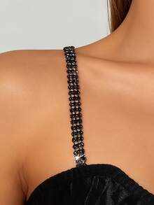 2 件水钻肩带装饰性胸罩肩带，可调节女士新娘内衣配饰，适合狂欢