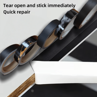 1条10米/393.7英寸加厚仿皮纹理黑色封边条，用于家具快速翻新和修复，装饰封边，自粘式