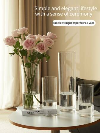 1 pezzo Vaso acrilico anti-goccia, vaso cilindrico trasparente grande, vaso cilindrico minimalista, adatto per fiori freschi, piante, idroponica