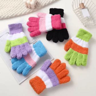 三色女士保暖手套 - 防风设计，弹性腕带和触屏手指，适合滑雪、骑行和户外活动 - 时尚多色可选，冬季装备，柔软保暖配件