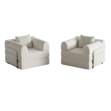 Sofa Bed Set - Khaki + Chenille + 2 Seat - View 9